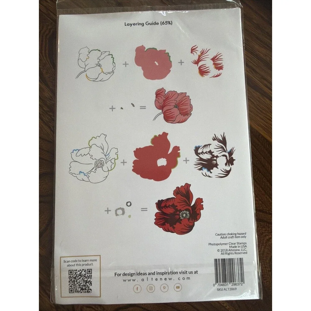 Altenew Build A Flower poppy Set Includes Stamps & Layering Guide